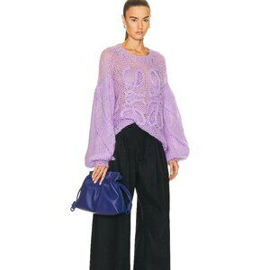 Loewe Anagram Open-knit Mohair-blend Sweater In Purple